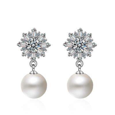 China KDB8491 CLASSIC fashion wholesale pearl and crystal earrings hanging pearl earrings for sale