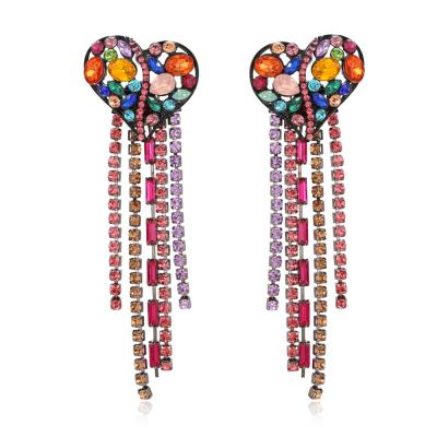 China Latest Fashion KDB8301 CLASSIC Heart Earrings High Quality Crystal Tassel Earrings for sale