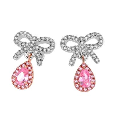 China KDB8833 CLASSIC Wholesale Luxury Zircon Bow Earrings Valentine Earrings for sale