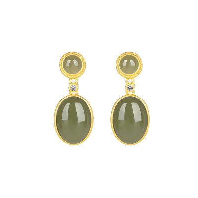 China FASHIONABLE Wholesale Sterling Silver Green Jade KDB8998 Stud Earrings for sale