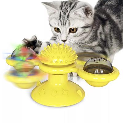 China Factory Price Viable Cheap Funny Indoor Turntable With Catnip Assembled Sucker Rolling Ball Toys For Cats Cat Interactive Track Toy for sale