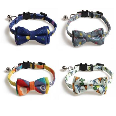 China 2022 Hot Sale New DETACHED Pet Bow Cat Collar with Customized Bell Rainbow Cartoon Cat Collars Wholesale Copy for sale