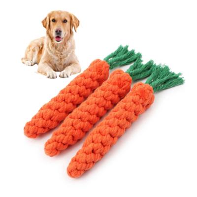 China Wholesale Viable Toy Cotton Carrot Knot Rope Puppy Dog Cleaning Teeth Chew Toy Durable Braided Bite Resistant Pet Supplies for sale