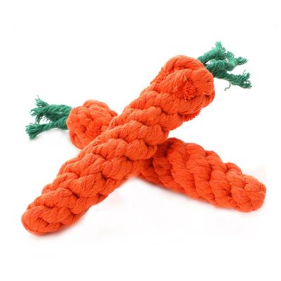 China Viable Bite Resistant Dog Chew Toys For Small Dogs Cleaning Teeth Cotton Rope Knot Carrot Cat Puppy Toys Mascotas Props for sale