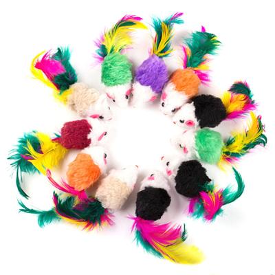 China Mini Soft Fleece False Mouse Cute Cheap Viable Cat Toys Colorful Feather Funny Playing Exercising Toys For Cats Kitten Puppy Pet Supplies for sale