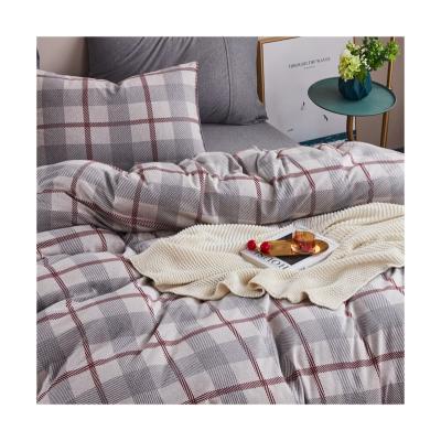 China Fashion Home Duvet Cover Queen Nondisposable Pink Plaid Striped Pink Gray Duvet Cover Comforter Cover for sale