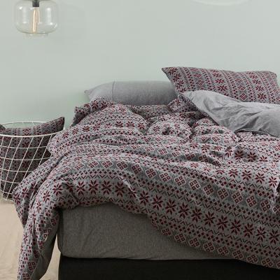 China New Design Nondisposable Jacquard Knitting Bed Sets Duvet Cover Set 100% Cotton Queen Size Duvet Cover Set For Home for sale