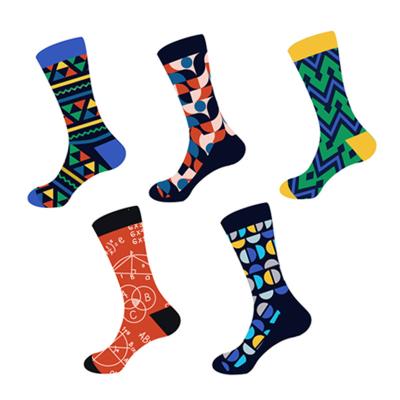 China Wholesale Custom Design Breathable Colorful Funny Man Fashion Jacquard Cotton Socks Happy Personality Socks for sale