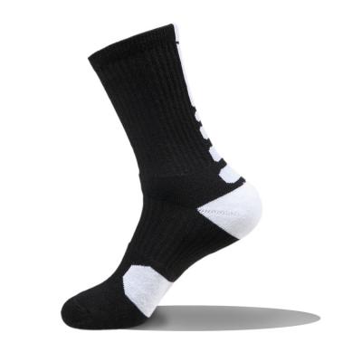 China Hot Sale Breathable Black And Gray White Basketball Crew Elite Compression Sports Cheap Outdoor Socks for sale