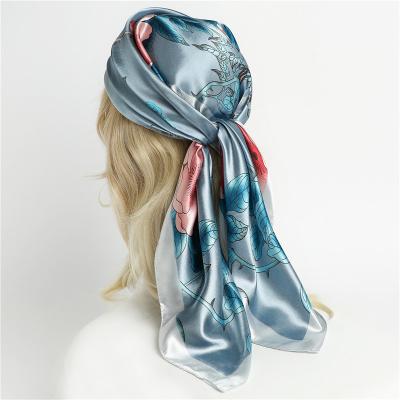 China Square Women Square Silk Like Head Hair Scarf Wrap Satin Head Scarf for sale