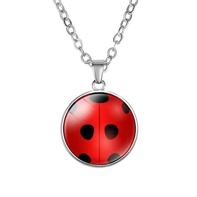 China 2021 New Customized FASHIONABLE Anime Theme Gemstones Moon Shape Ladybug Necklace For Girl for sale