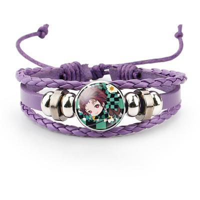 China FASHIONABLE Hot Sale Anime Demon Slayer Leather Bracelet Custom Anime Bracelet for sale