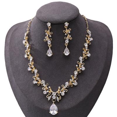 China TRENDY Wedding Bridal CZ Rhinestones Necklace Earring Jewelry Set for sale