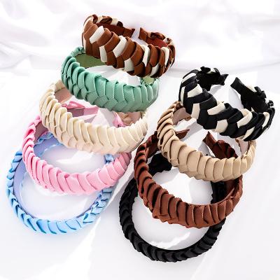 China Fabric Fashion Headband New Designs Solid Color Hair Accessories Ribbon Braided Headband For Women for sale