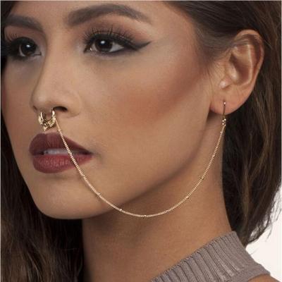 China Wholesale Nickel Free Titanium Body Piercing Jewelry 39 Designs Non Piercing U Chain Nose Rings For Lady for sale