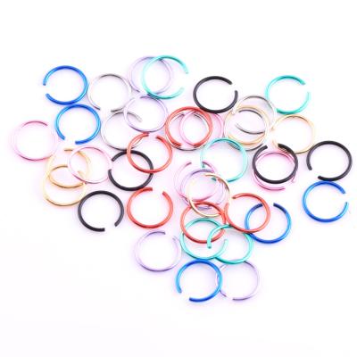 China Wholesale Anti Allergy Piercing Jewelry Nickel Free 8 Mm Colored Stainless Steel Non Piercing 40 Pieces Per Set Nose Rings for sale