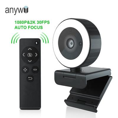 China Zoom Control / Anywii led ringlight youtube video recorder camera webcam 2k live streaming webcam with microphone and remote control / touch control remote control for sale