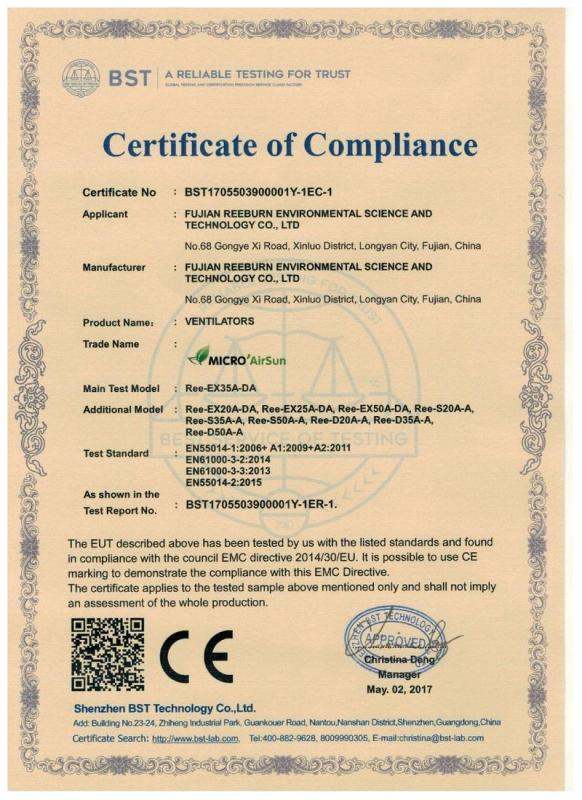 CE - Fujian Reeburn Environmental Science And Technology Co., Ltd.