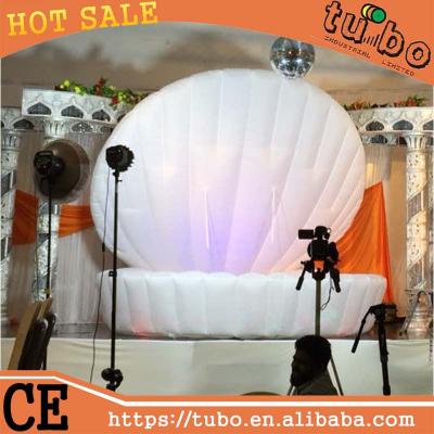 China 210D Oxford cloth giant LED stage inflatable shell, inflatable led seashell, LED photo booth inflatable shell for party stage wedding decoration for sale