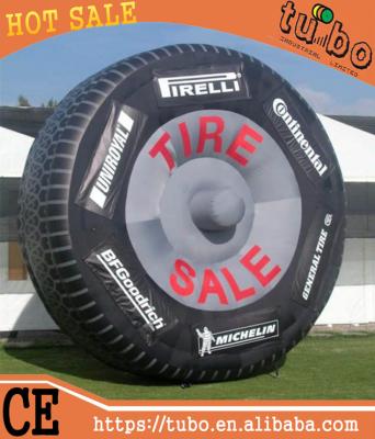 China 210D Oxford cloth or PVC low price advertising car tire, giant inflatable car tire for sale for sale