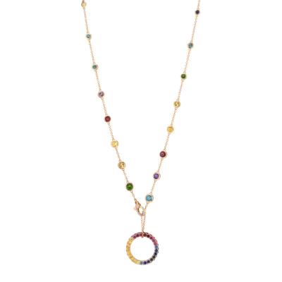 China FASHIONABLE Gold Brass Rainbow CZ 14K Necklace Chain Gift Women Choker Pendant Necklace for sale