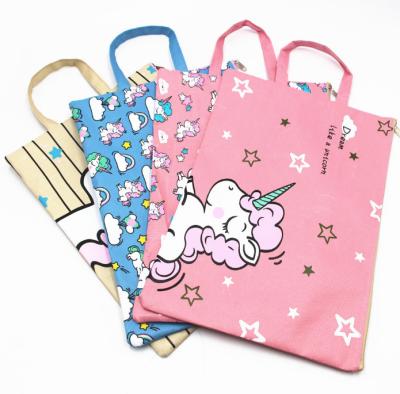 China Oxford fabric. Creative cartoon unicorn girl canvas cores envelope to receive waterproof A4 bag paper laptop bags for sale