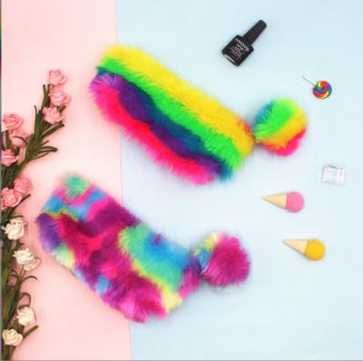 China Schools & 2022 Rainbow Colorful Ms. Offices Plush Pencil Case Students Receive Large Capacity Stationery Bags Stuffed Sequins Pen Bag for sale