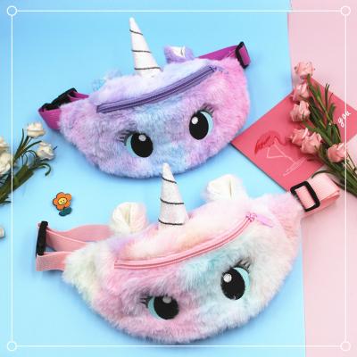 China Cartoon unicorn satchel purse kindergarten children slanted plush shoulder bag girl portable simple border lovely large eyes for sale