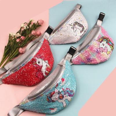 China Portable Mermaid Border Fashion Pockets Glitter Cartoon Unicorn Pockets Unicorn Cosmetic Bag Purse for sale