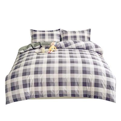 China Sustainable China High Quality Cotton Simple 4-Piece Cotton Bed Linen Quilt Set for sale