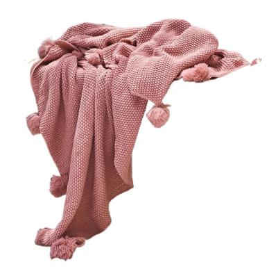 China PORTABLE Decorative Japanese Knitted Tassel Solid Color Blanket for sale