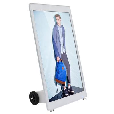 China 43 Inch 1080P Indoor Portable LCD Digital Signage Android Kiosk Advertising Display With Wheels for sale