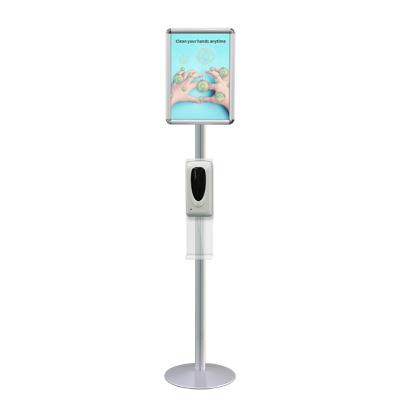 China Automatic Foam Soap Dispenser Floor Stand Hand Sanitizer Dispenser Touchless With Poster Display Advertising for sale