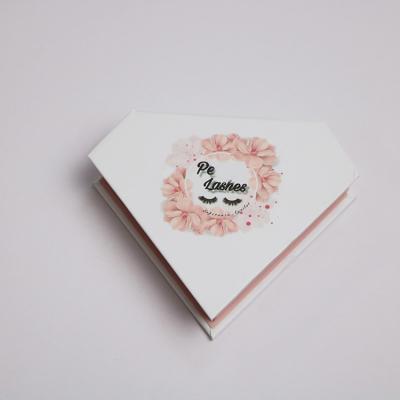 China Recycled Materials Fashion Cute Pink Diamond Shaped Custom Eyelash Packaging Box for sale