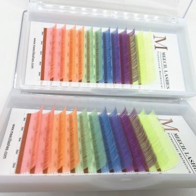 China Long Lash Extension UV Light Natural Neon Glow in Dark Eyelash Colored Wick Extension Trays for sale