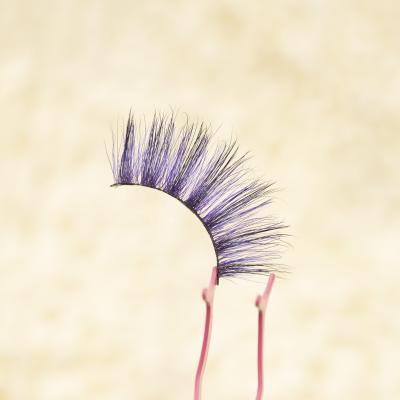 China Meecil Luxury Cruelty Free Lashes 100% Mink Lashes Colored 5d Mink Fur Strip Eye Lashes Rainbow Color Multi Color Mink Lashes for sale