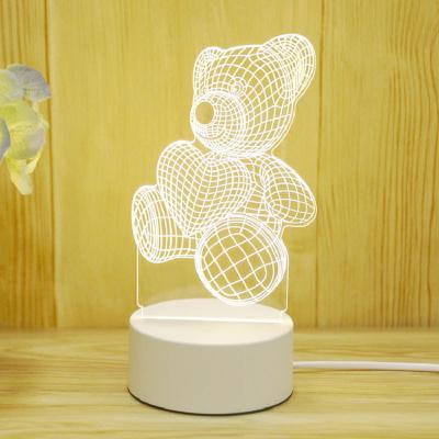 China AC LED  night light 3d night light creative cartoon bedroom birthday gift acrylic pattern bedside table lamp gift for sale