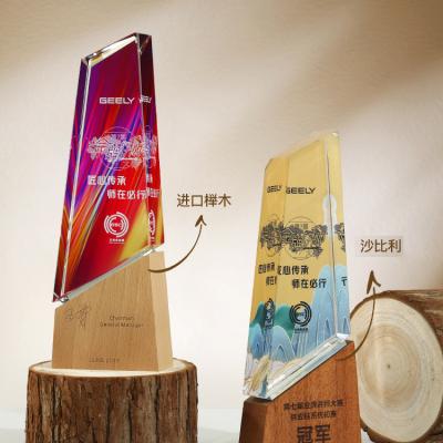 China Souvenir Gifts Promotion Solid wood crystal trophy wholesale creative trophy authorization card award souvenir honor medal for sale