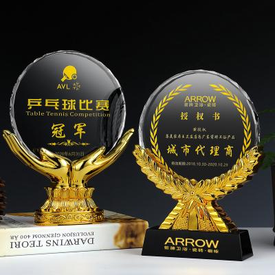 China China Crystal medal resin trophy to pattern custom excellent businessman excellent employee trophy custom for sale