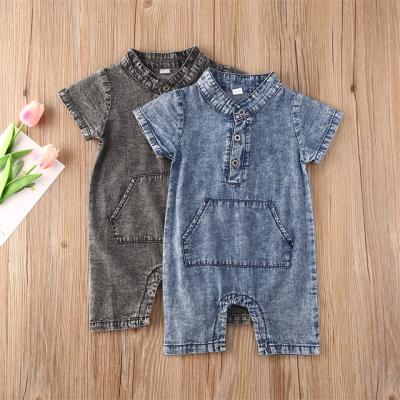 China Spandex/Cotton 1Pcs Private Label RTS Summer Newborn Infant Toddler Clothes Cotton Pocket Babies Boy Overalls for sale