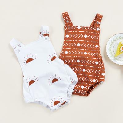 China 100% Cotton 1Pcs Summer Toddler Baby Boys Overalls Custom Sleeveless Romper Sun Label Geometric 100% Baby Jumpsuit for sale