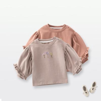 China Breathable Custom Cotton Spring Logo RTS 1Pcs Babies Floral Sweatshirt Autumn Newborn Infant Toddler Clothes for sale