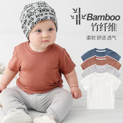 China Breathable Custom Logo RTS Summer 1Pcs Newborn Toddler Boys Infant Girls Clothes Baby Bamboo T-shirt for sale