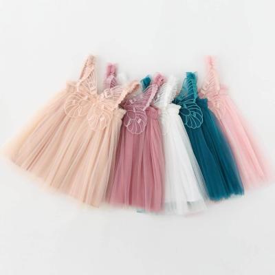 China 1Pcs Breathable Infant Summer Infant Toddler Sleeveless Butterfly Gauze Skirt Tulle Sweet Princess Strap Dresses For Girls for sale