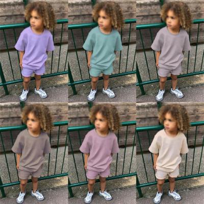 China 1Pcs Private Label Summer Baby Toddler Boys Girls Casual Short Sleeve T-shirt Pocket Short Tracksuit Kids Clothing Sets for sale