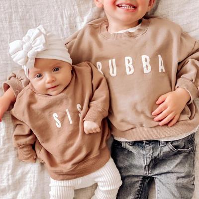 China Breathable Sister and Brother Matching Letters Oversized Sis Bubba Pullover Toddler Spring Autumn 1Pcs Private Label Sweatshirts for sale