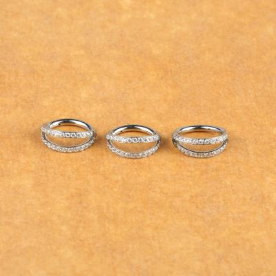 China Vintage ASTM F136 Titanium Hinged Segments Double Row Gemstone Ring Helix Earring Body Piercing Jewelry for sale