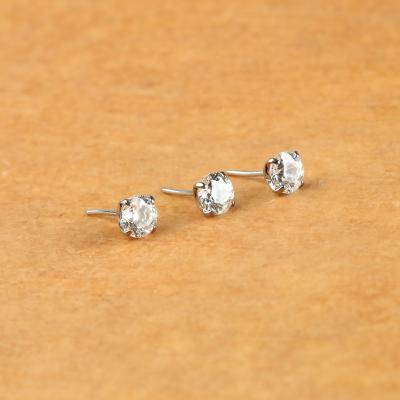 China Cute Titanium Eyebrow Pin Body Piercing Titanium Jewelry 3mm Crystal Shape Titanium Jewelry ASTM F136 for sale