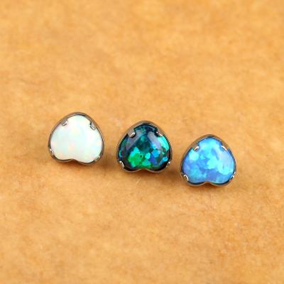 China New Cute Jewelry ASTM F136 Threadless Titanium Opal Piercing Jewelry Body Heart Piercing Parts Titanium Nose Jewelry for sale