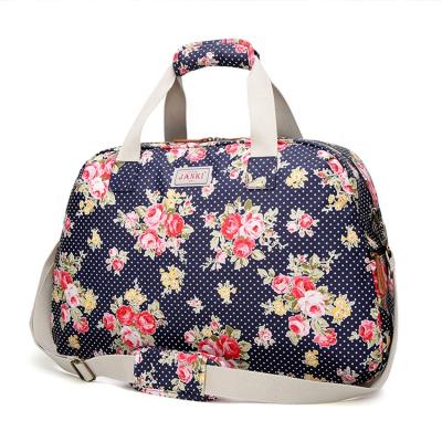 China Vintage Vintage Flower Prints Polyester Lauggage Bag Travel Luggage Bags Women Handbags for sale